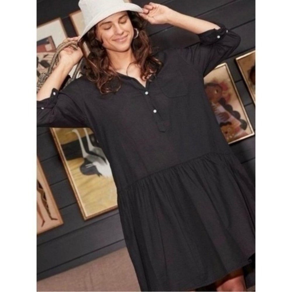 Grayson Frank & Eileen Black Oversized Shirt Dress 01 XS Minimalist Quiet Luxury - Picture 8 of 11